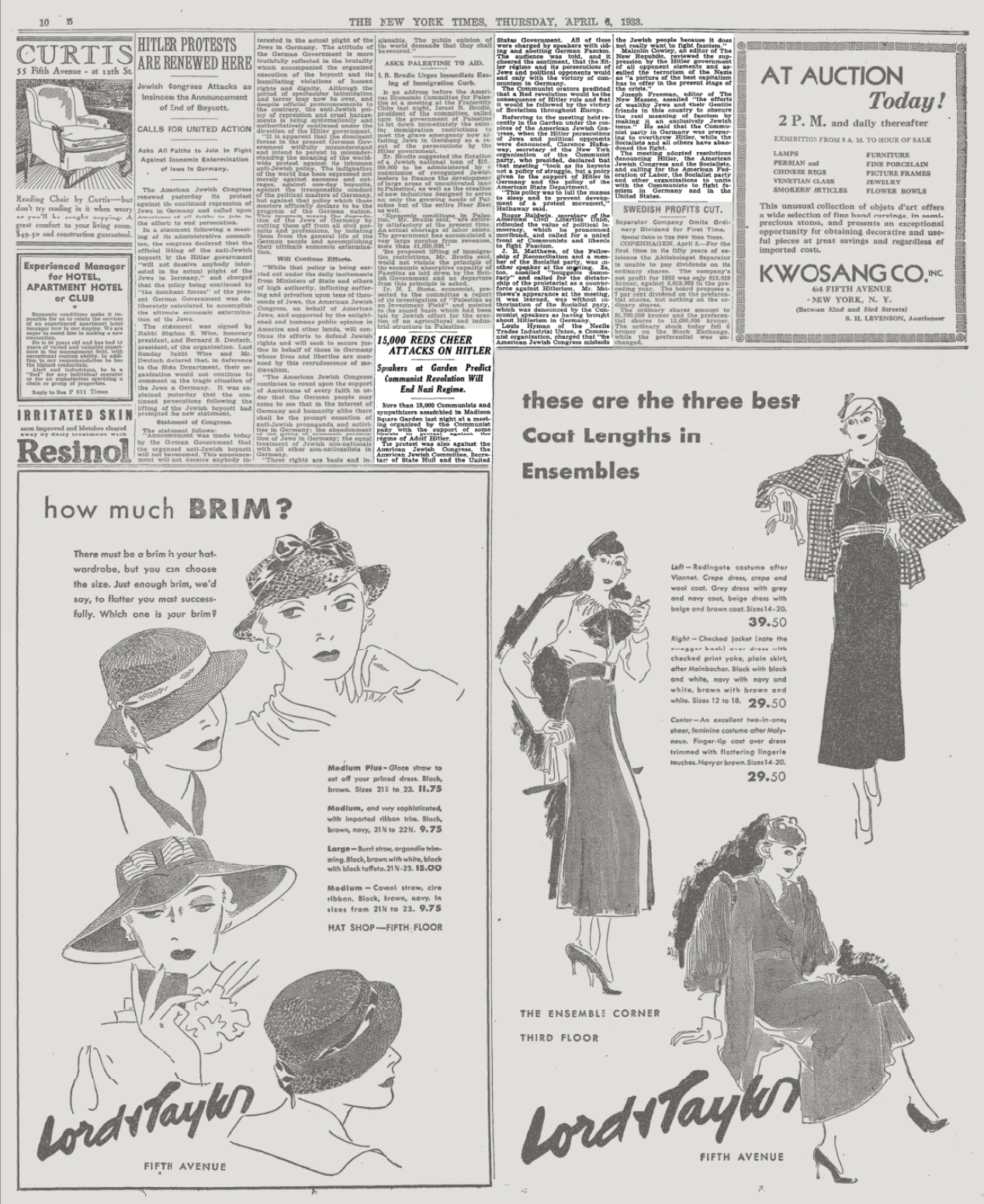 full screenshot of page 10, including large Lord and Taylor ads on more than 50% of the page